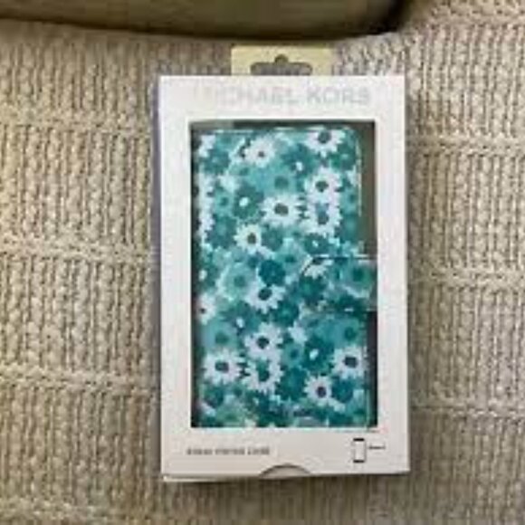 NIB Michael Kors iPhone X Cell Phone Folio/Case  - TILE BLUE - Picture 1 of 3